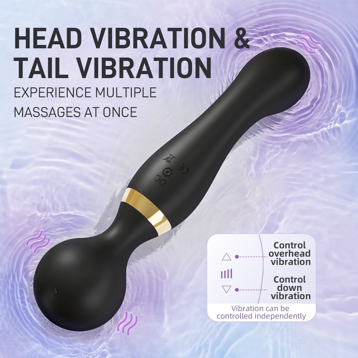 Multi-Speeds-Silicone-Double-Head-Full-Body-Massager-Vibrator-Mute Rechargeable