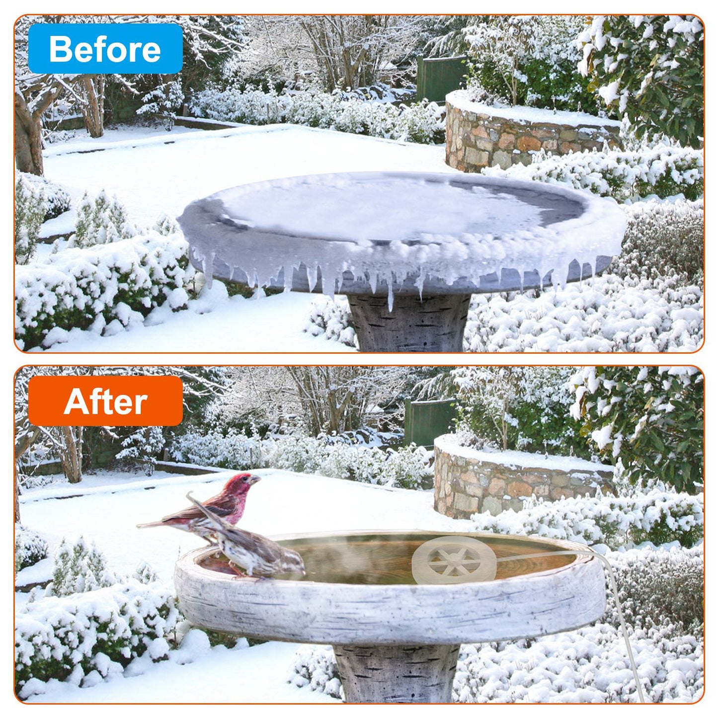 70W Bird Bath Heater For Outdoors Winter Heated Bird Bath Deicer Waterproof Aluminum Alloy Water Heater With Thermostat Auto Shutdown For Yard Patio Farm