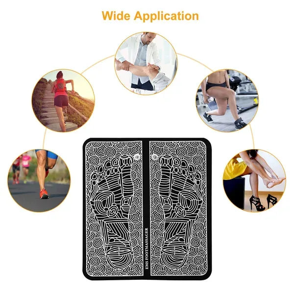 EMS Foot Massage Pad Electric Stimulator Massager Unit Rechargeable Leg Reshaping Muscle Pain Relax Massage Mat W& 6 Modes 9 Intensity Levels