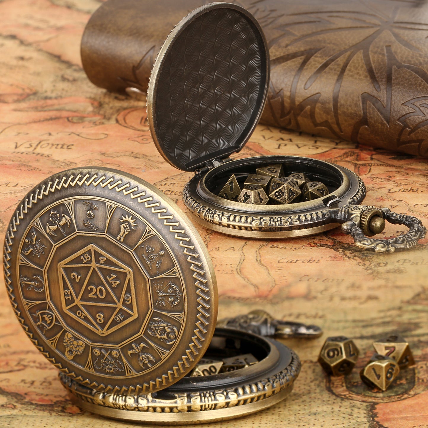 Creative Retro Metal Center Dice Set, Steampunk Pocket Case, Equipped With 7 Mini DND Game Polyhedral Metal Dice, Enhancing RPG Gaming Experience, Providing Collectible Gifts For Board Game Players