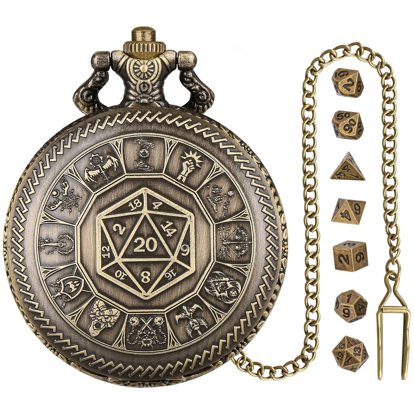 Creative Retro Metal Center Dice Set, Steampunk Pocket Case, Equipped With 7 Mini DND Game Polyhedral Metal Dice, Enhancing RPG Gaming Experience, Providing Collectible Gifts For Board Game Players
