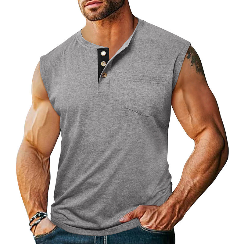 Men's Sleeveless Wide-Shoulder Tank Top Fitness Workout Top