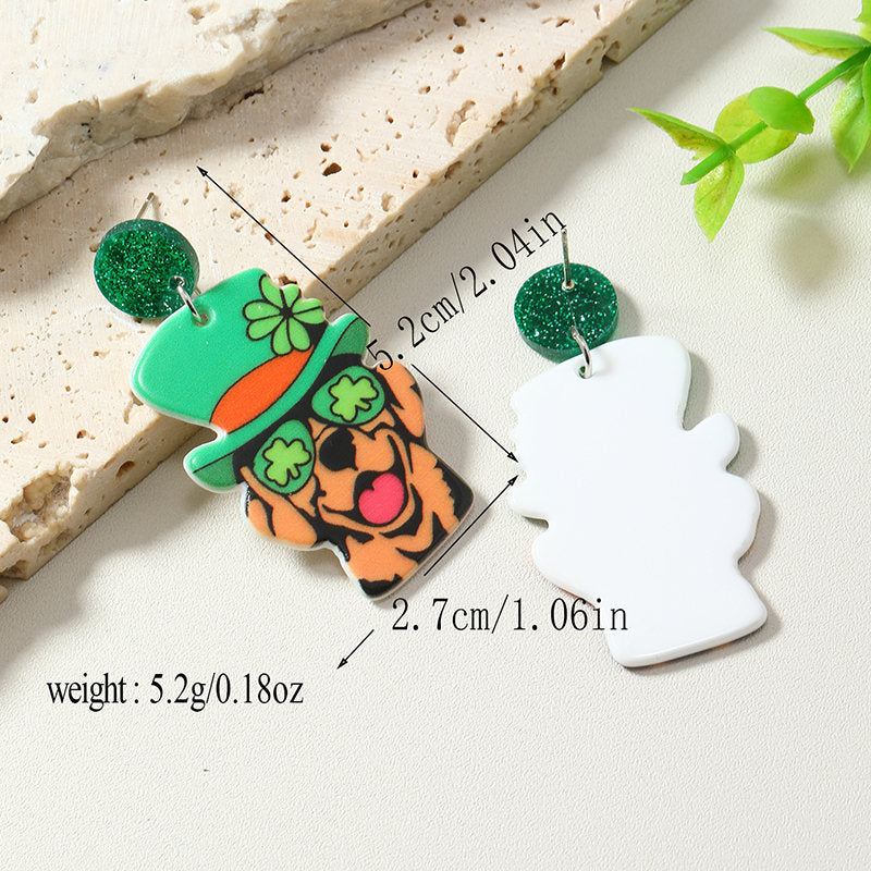 1 Pair Of Sweet & Edgy Acrylic Earrings, Cute Pet-Shaped Cat And Dog Design Drop Earrings