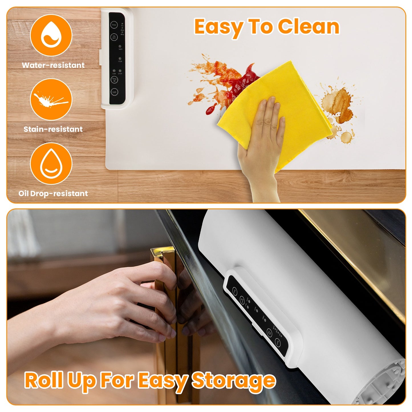 Electric Warming Tray Smart Food Warmer Roll Up Heating Pad With Adjustable Temperature Control 3 Auto Timer Settings For Buffet Party Gathering Restaurant