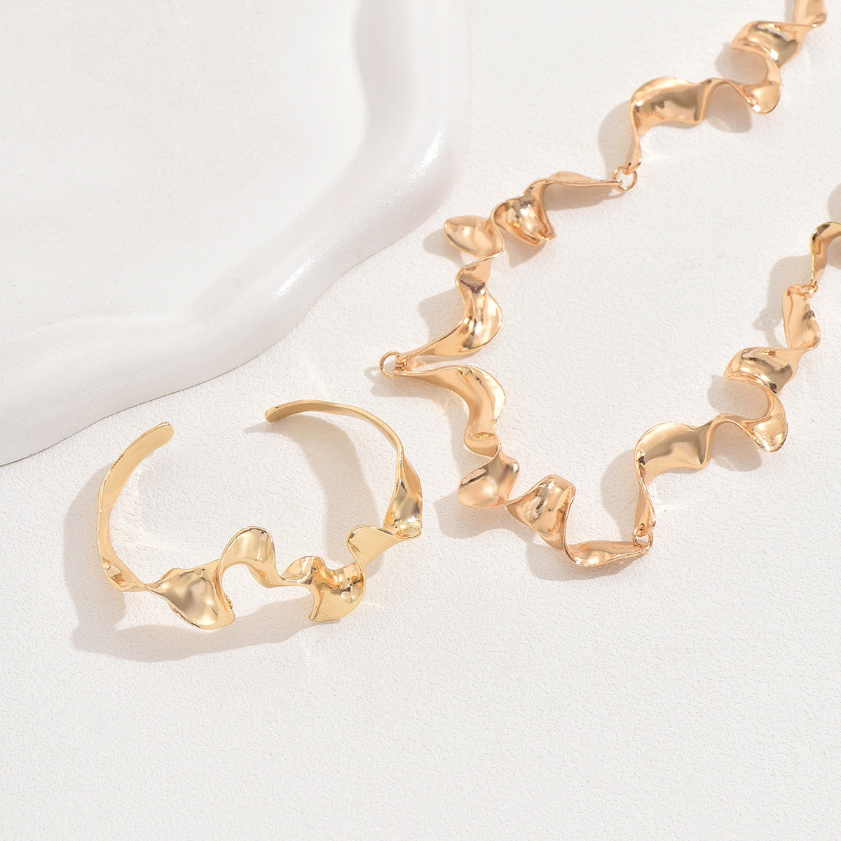 2026 New Arrival European American Hip Hop Women Jewelry Set, Niche Geometric Design Matching Bracelet & Necklace, High-end Versatile Metal Chain Accessories