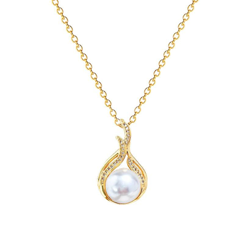 Pearl And Full-diamond Fashion Necklace For Women