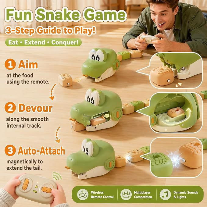 Electric Remote-Controlled Toy Magnetic Swallowing Snake Educational Gift For Children