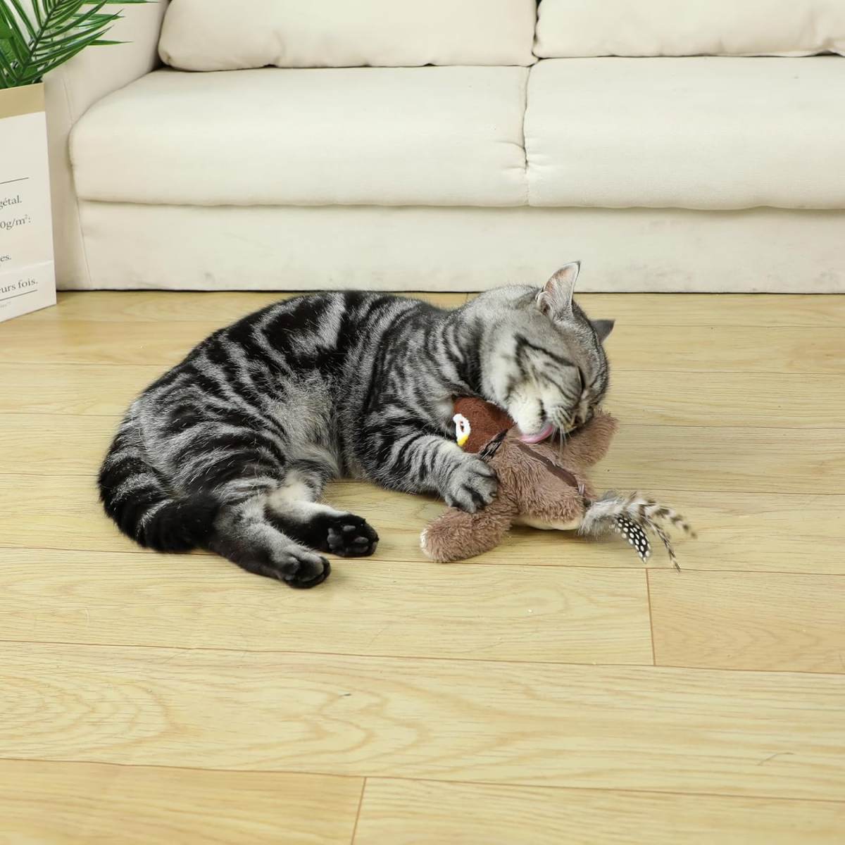 Cat Toys Flapping Bird - Interactive Catnip Toys For Cats, Realistic Plush Simulation Chirping Bird Cat Toy, Rechargeable & Washable, Perfect Bird Toy For Cats Kittens To Bite, Chew And Kick