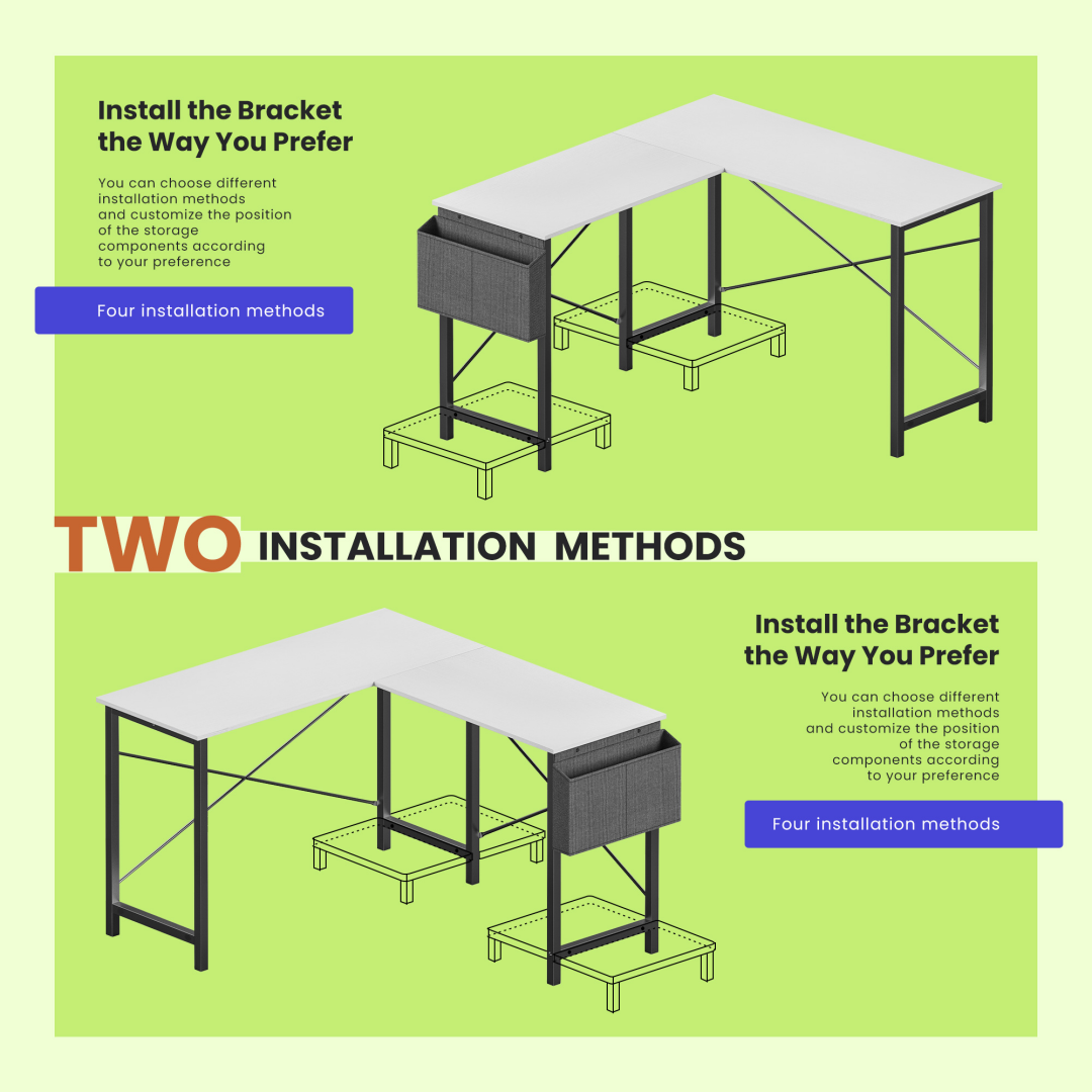 49-Inch L Shaped Desk - Computer Desk Corner Desks Gaming Desk PC Table, With CPU Stand Side Bag For Home Office Dorm Sturdy Writing Workstation