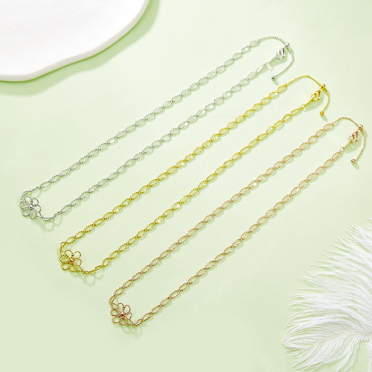 S925 Sterling Silver Hollow Flower Necklace For Women, 2.6g Lightweight, 42cm Adjustable, 13mm Wide, 3 Colors  Silver Gold Rose Gold, Platinum Plated, Gift Box