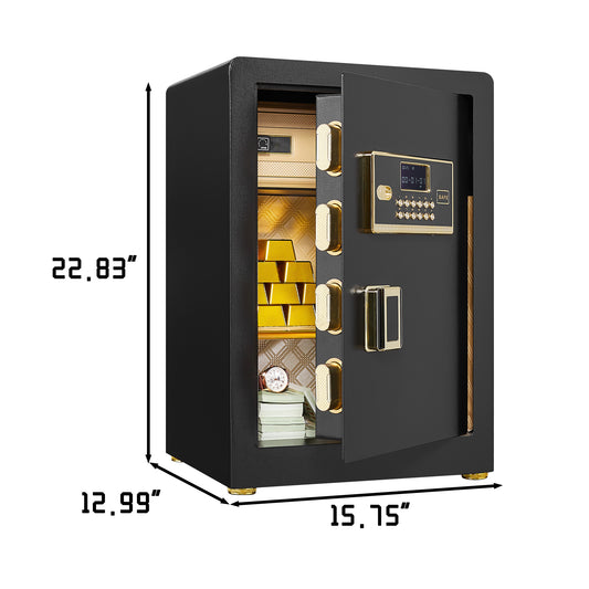 Solid Alloy Steel Office Hotel Home Safe, Security Digital Safes Box With Electronic Keypad, Spare Key, Smart Alert, Mute Mode, Anti-Theft Safe For Document Money Valuable
