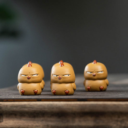 Yixing Purplue Sand Tea Pet Bird Yellow Chicken Ornaments