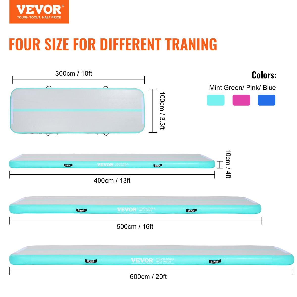 Gymnastik-Luftmatte 10 Cm Dick Aufblasbare Gymnastik-Tumbling-Matte, Tumbling-Bahn Mit Elektrischer Pumpe, Trainingsmatten Für Den Heimgebrauch/Fitnessstudio /Yoga/Cheerleading/Strand/Park Grün