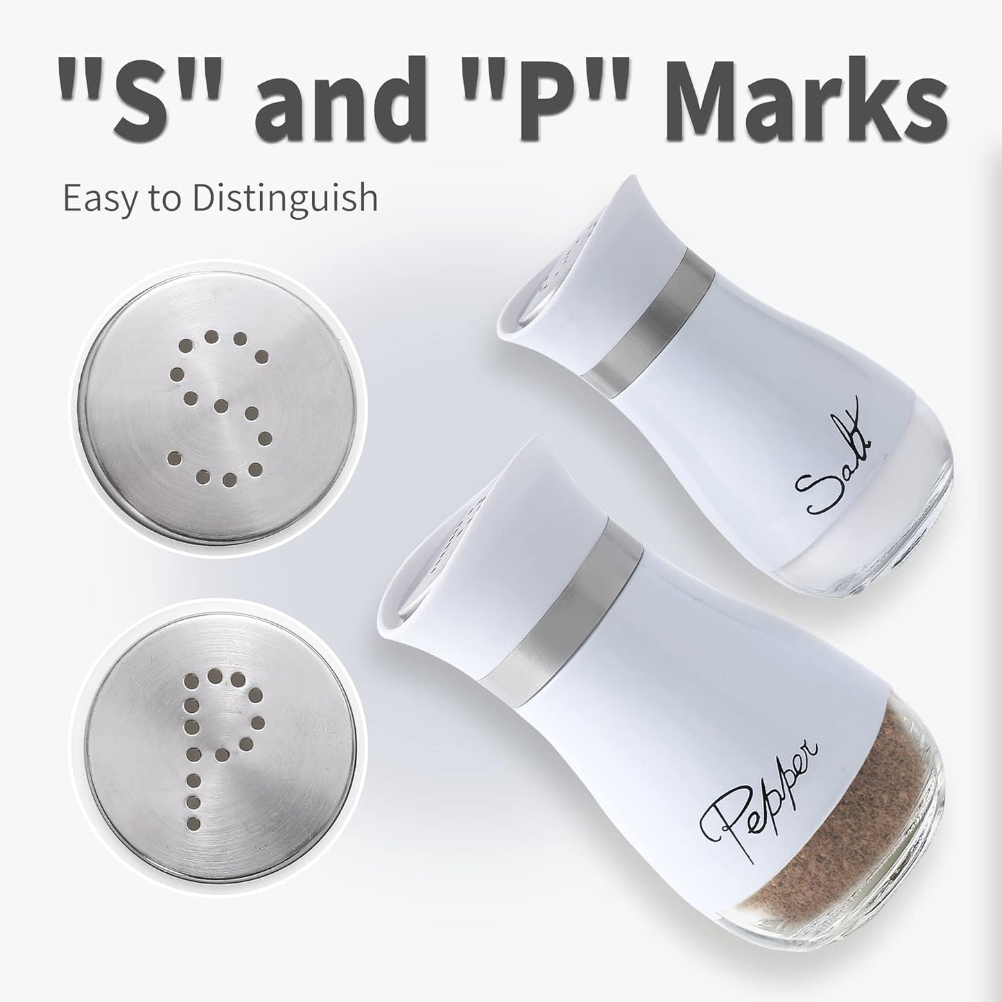 Salt And Pepper Shakers Set - Salt Containers For Gifts, Kitchen Decor, Home, RV, Camp, BBQ, 4 Oz Farmhouse Spice Dispenser With Glass Bottom, Set Of 2