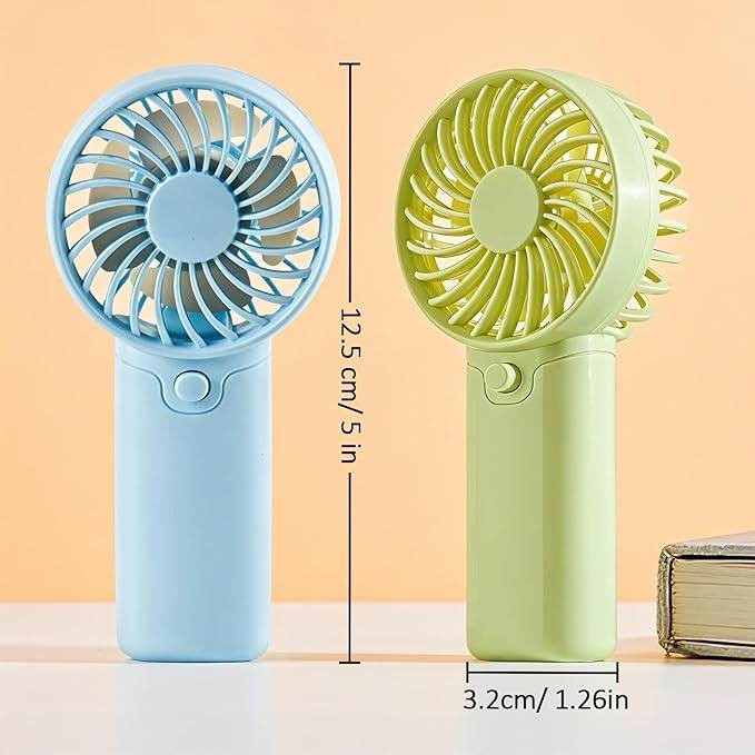 Portable Handheld Fan AAA Battery Powered Mini Fan No Charging Needed Quiet Personal Cooling FanLightweight Small Fan Blue