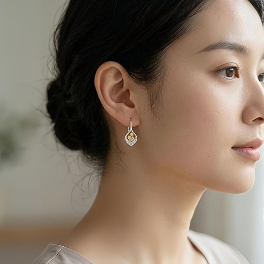 Sunflower Earrings 925 Sterling Silver Filigree 18K Gold Plated Leverback Hoop Dangle Earrings Sunflower Jewelry Gift for Women