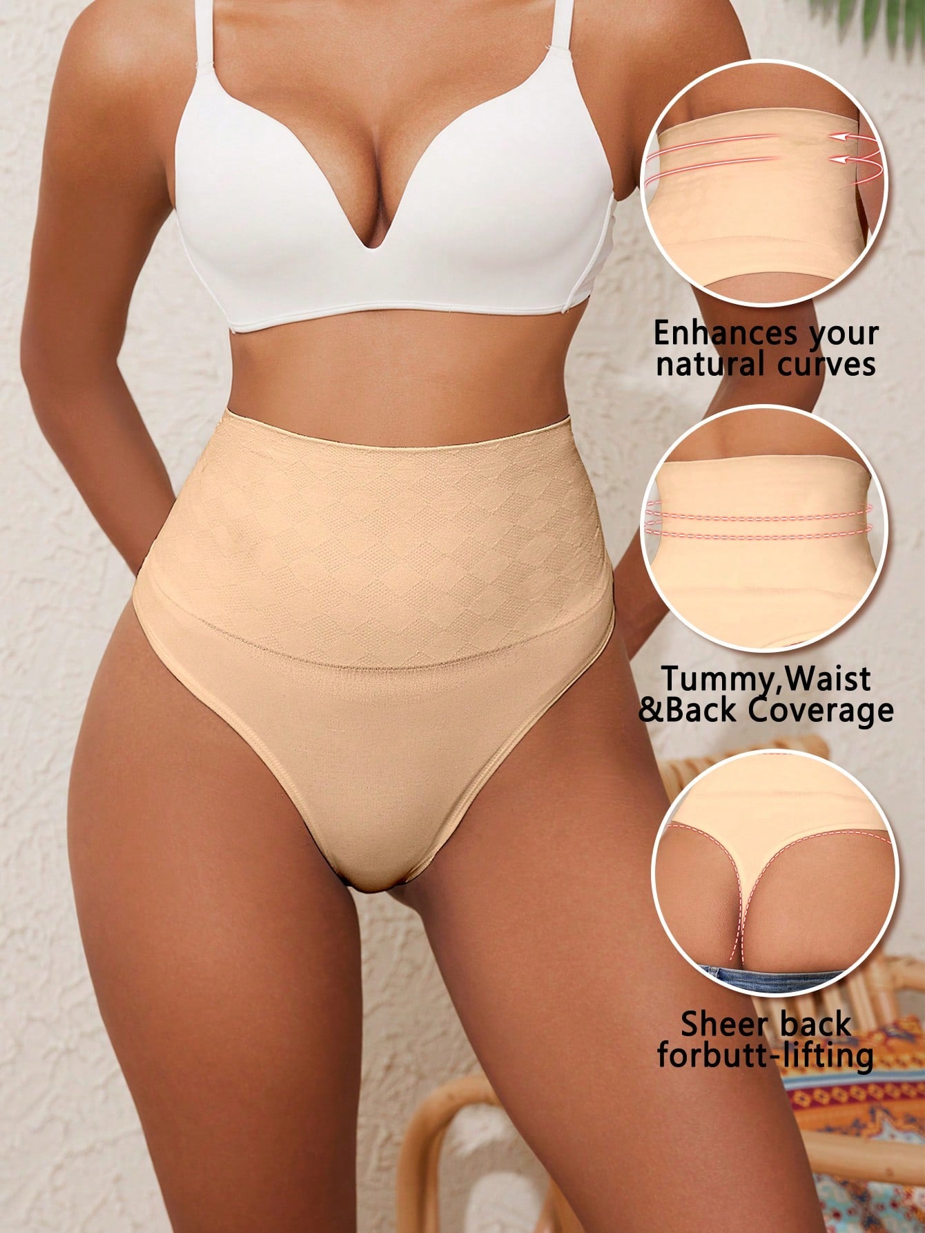 High-Waisted Shapewear Thong Tummy Control Butt Lifter Full Body Slimming Seamless Body Shaper