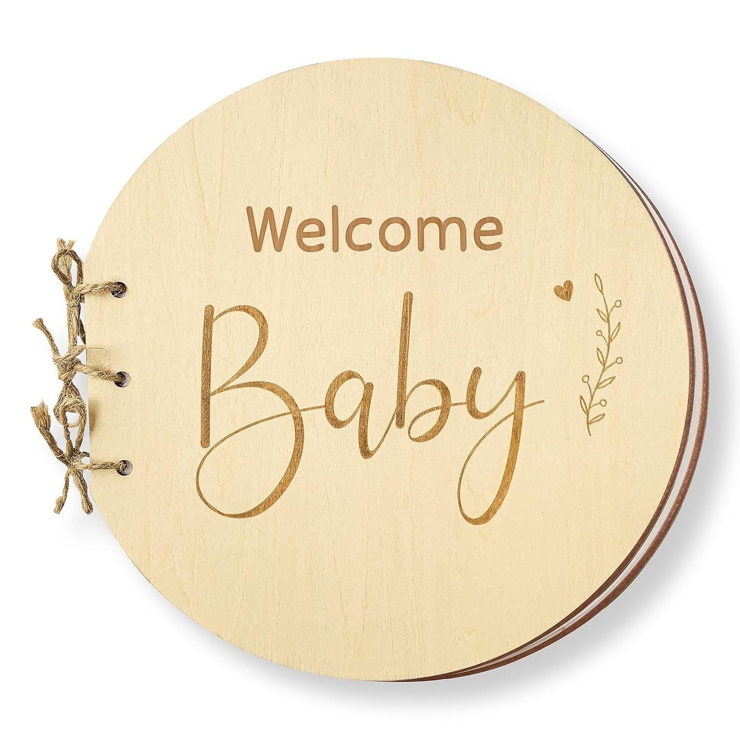 Round Wooden Welcome Baby Guest Book, Rustic Baby Shower Sign-in Memory Book With Blank Pages, Baby Shower Party Decor & Keepsake Gift For Expecting Mom To Be