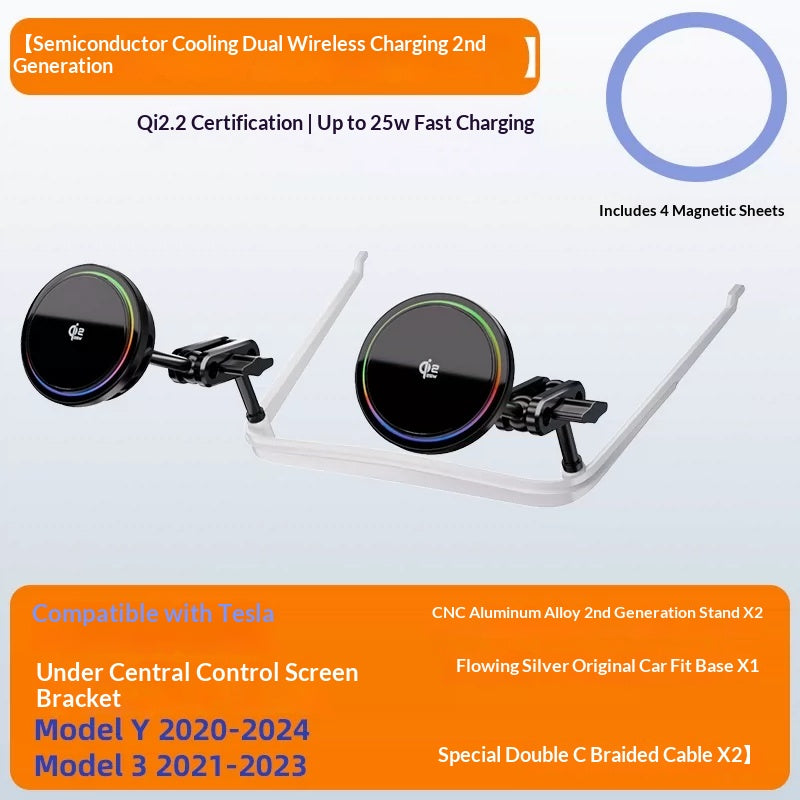 Central Control Phone Holder With Magnetic Wireless Fast Charging And Stable