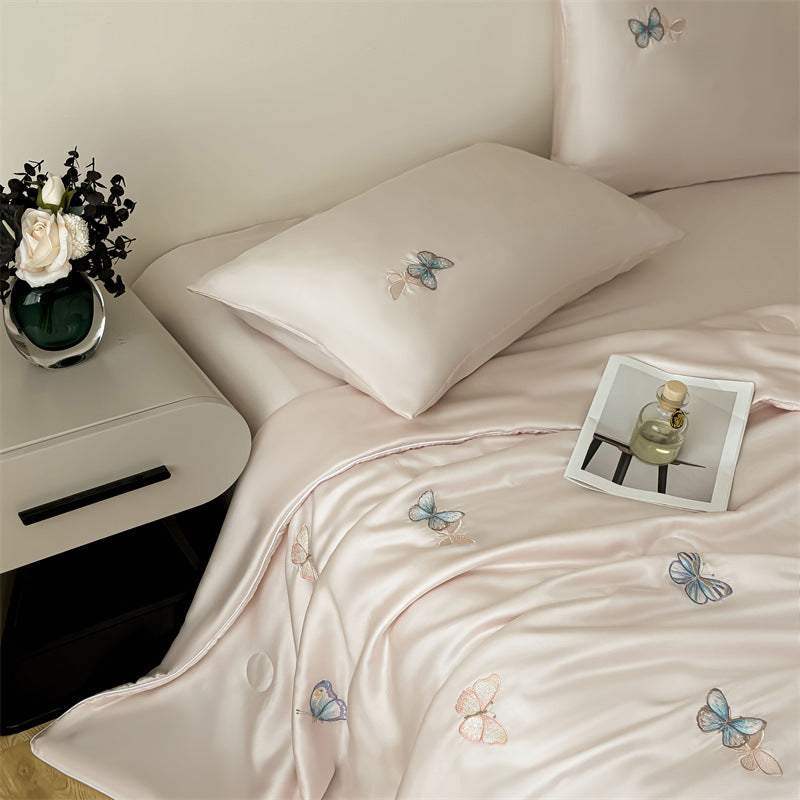 Tencel Embroidered Summer Air-conditioning Quilt Four-piece Set Viscose Cooling Thin Duvet