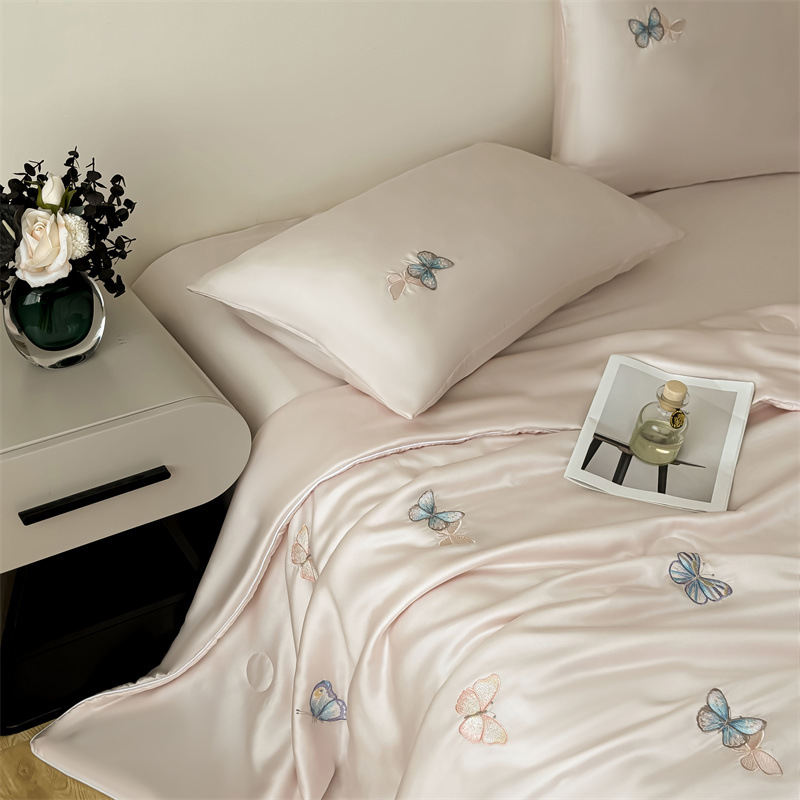 Tencel Embroidered Summer Air-conditioning Quilt Four-piece Set Viscose Cooling Thin Duvet