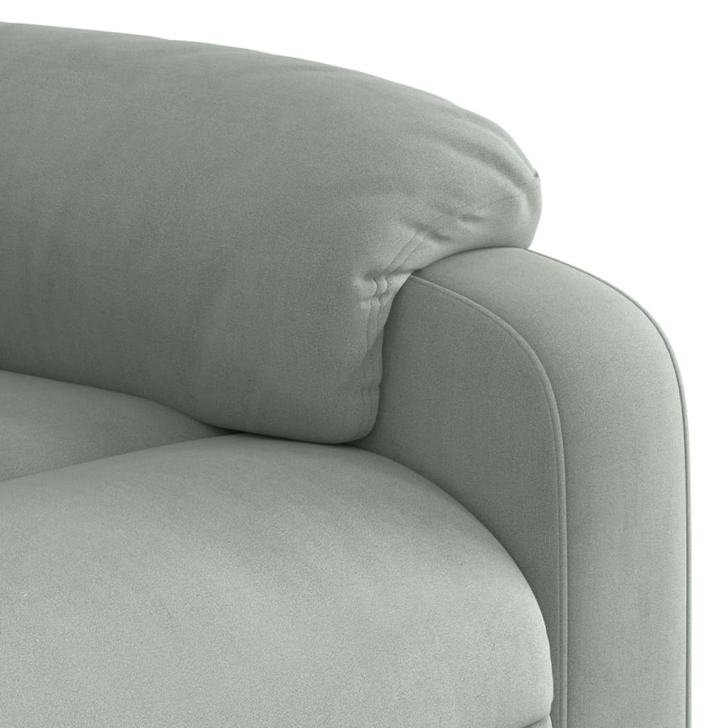 Massage Recliner Chair, Light Grey Velvet