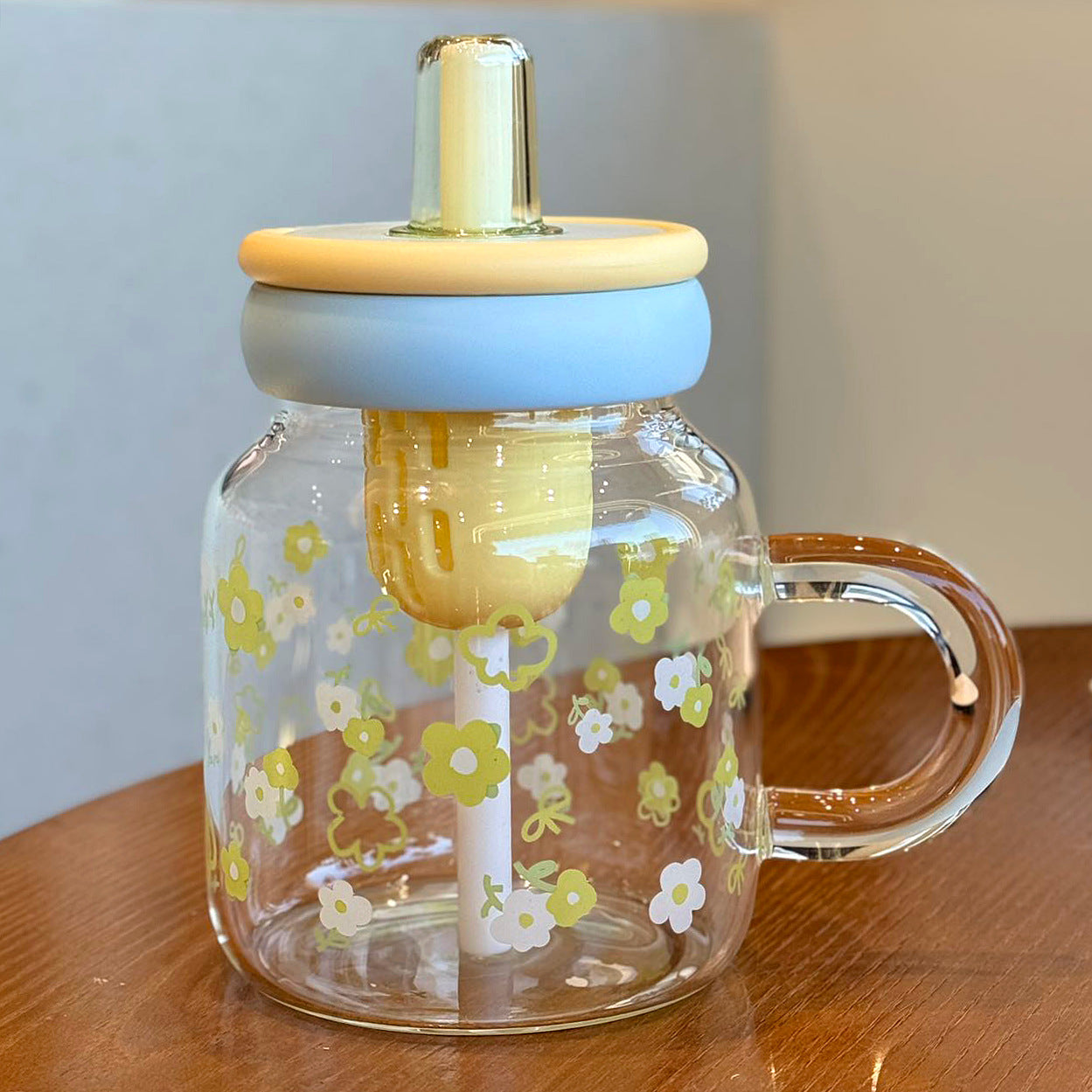 Straw Glass Cup High Temperature Resistant Borosilicate Tea Water Separation Cup