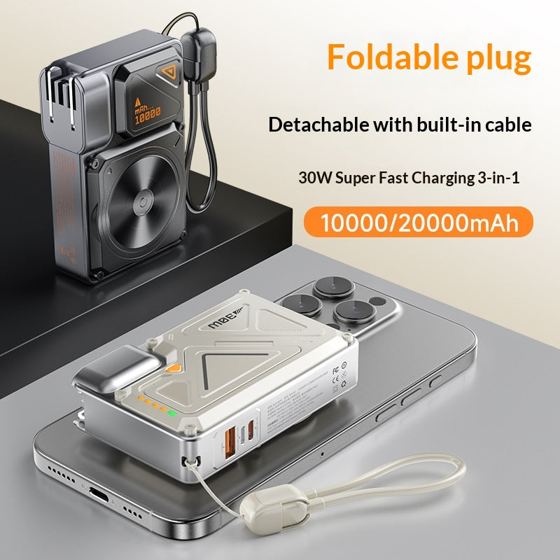 35W Fast-Charging Power Bank With Built-in Cable And Magnetic Attachment For Mobile Devices