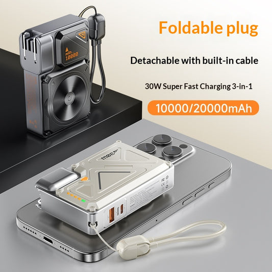 35W Fast-Charging Power Bank With Built-in Cable And Magnetic Attachment For Mobile Devices