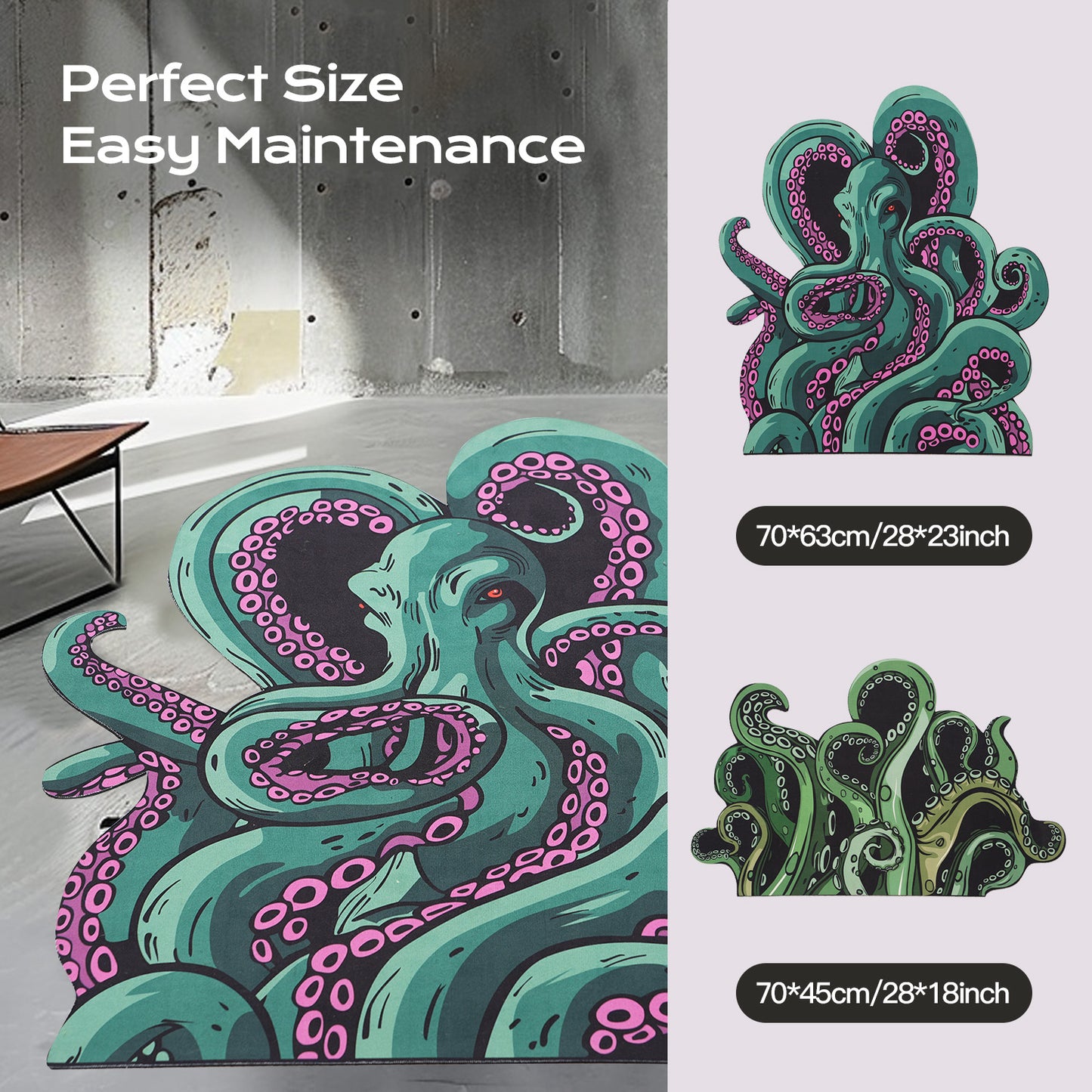 Green And Purple Cthulhu Rugs Water Absorbent Bath Mat Octopus Anime Rug Graphic Gothic Bathroom Rugs Fantasy Decorate, Non Slip Backing, Unique Gift & Decor For Gamers, 27x18 In