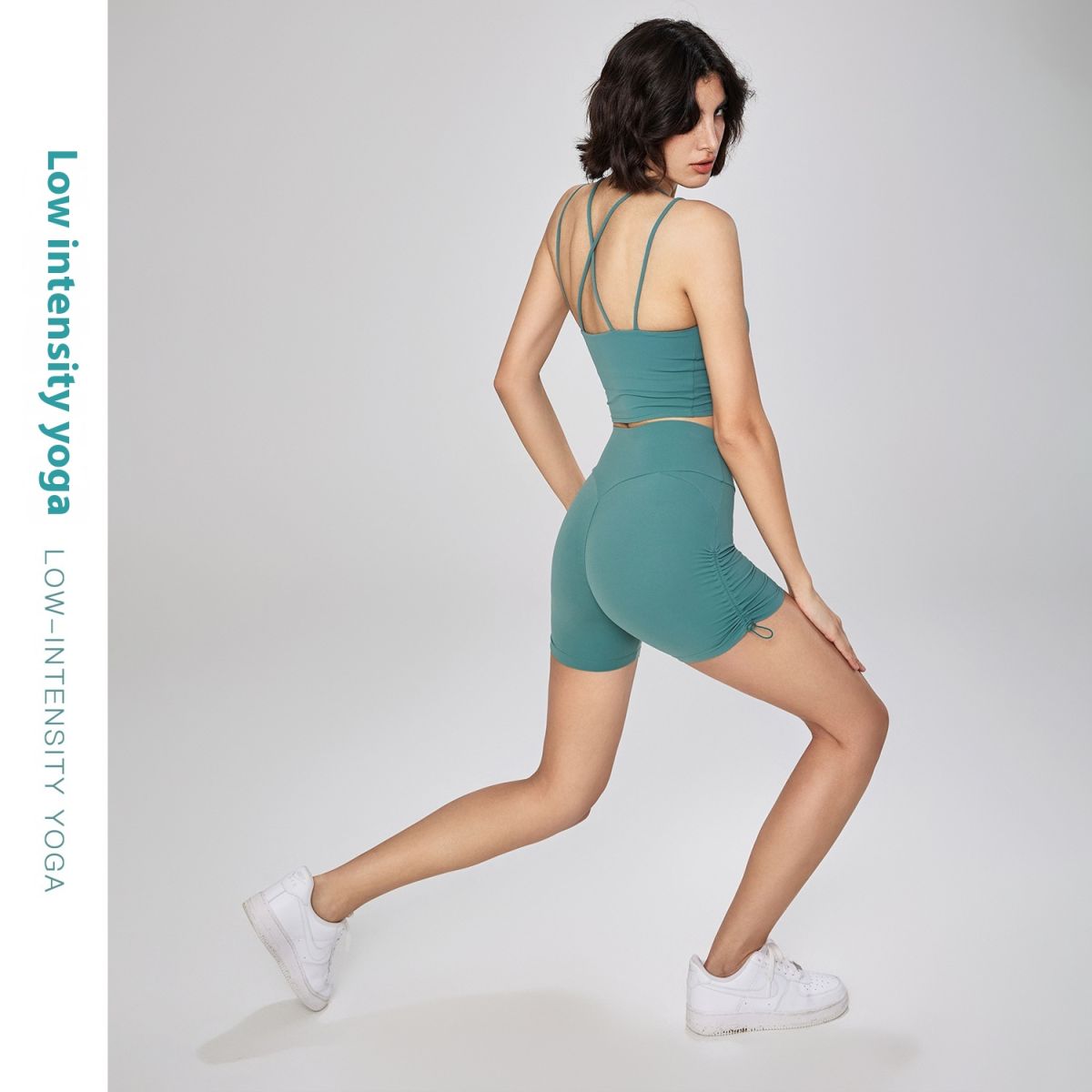 New Nude Feel One-piece Pleated Yoga Shorts High Waist Hip Lift