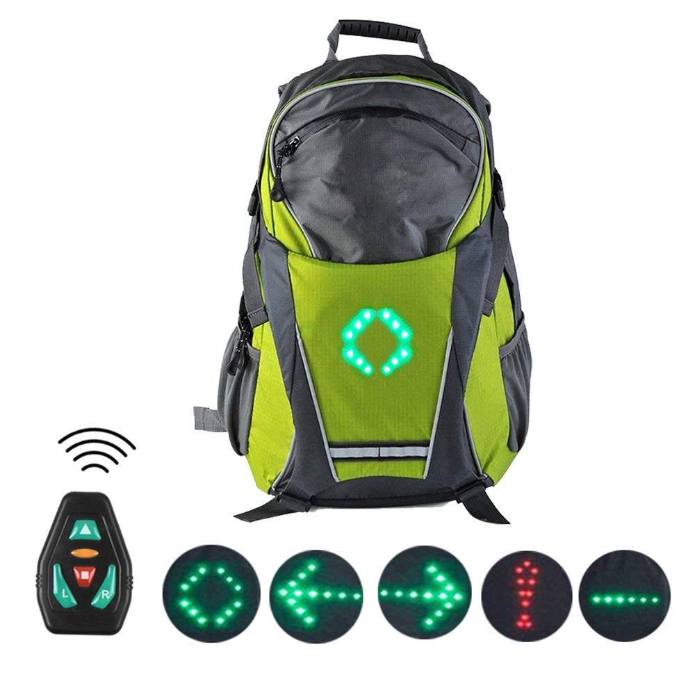 LED Cycling Backpack With Turn Signal Lights, Featuring Wireless Remote Control Smart LED Lights, USB Rechargeable For Extended Use, Multiple Compartments, And Ergonomically Designed Shoulder Straps