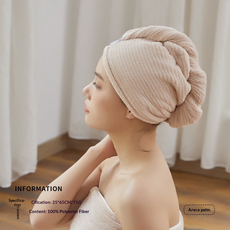 Thickened Hair-drying Cap Water-absorbent Coral Fleece Bath Cap