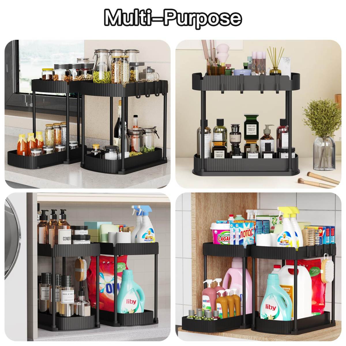 Curved Double-layer Mobile Kitchen Desktop Storage Rack Multi-layer Storage Cabinet