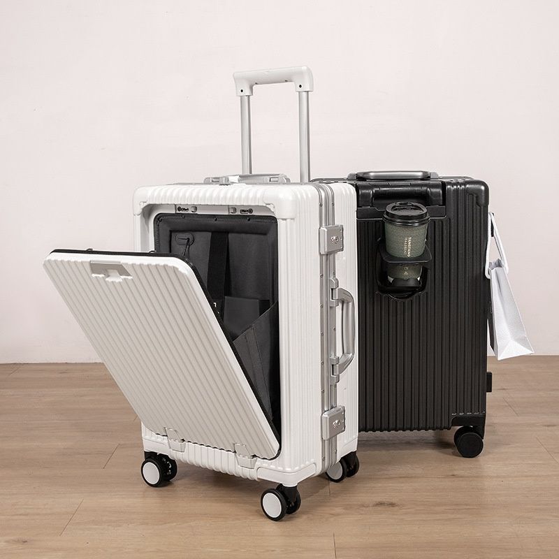 Aluminum-frame Coded Rolling Suitcase 20-inch With Omnidirectional Wheels And Charging Capability