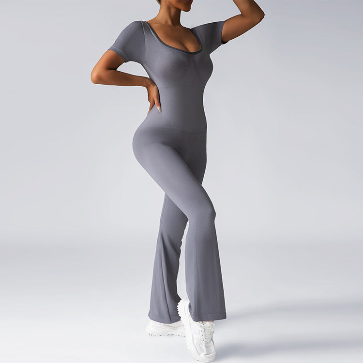Beauty Back Hip Lifting One-piece Bell-bottom Pants Yoga Clothes