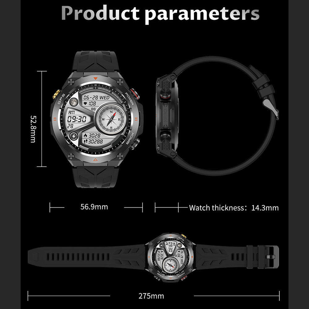 SENBONO GPS Smart Watch Men 1.45'' HD Screen Built-In GPS Altimeter Barometer Compass AI Voice Compatible With Android & IPhone