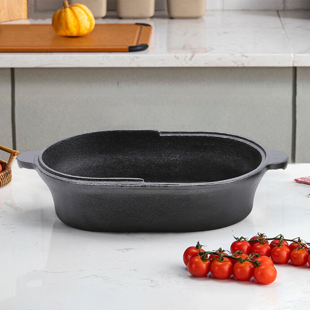Home 2 In 1 Cast Iron Pot Dutch Oven Stew Pot Skillet Fry Lid Camping Pan Pot UK