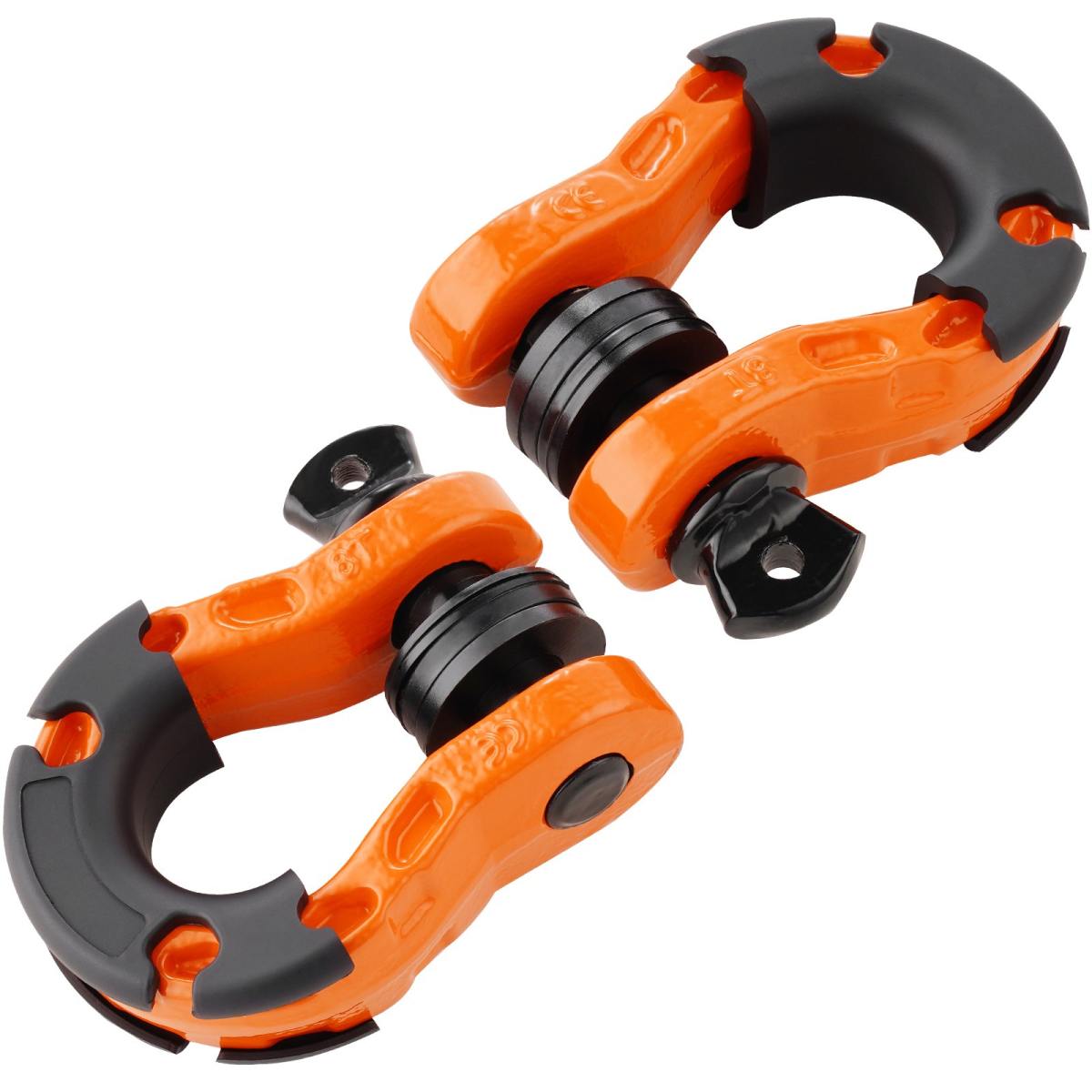 3/4' D-Ring Shackle, 2 Pack Alloy Steel Shackles 66139 Lbs (30 Ton) Break Strength With 7/8' Screw Pin, Isolators & Washers, Heavy Duty Off Road Vehicle Recovery Shackle For Jeep Truck, Orange