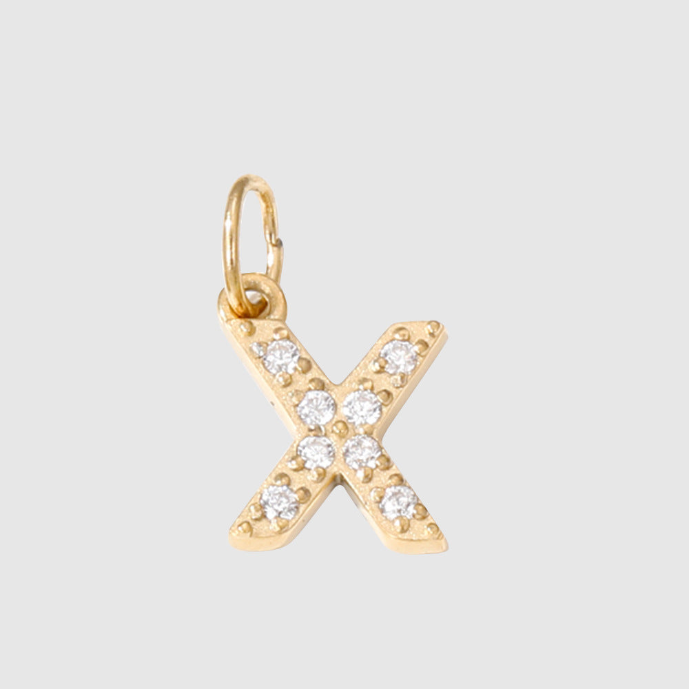 1 Piece 304 Stainless Steel Zircon Ion Plating 14K Gold Real Plated Letter Number Polished Stretch Adjustable Pendant DIY Jewelry Accessories