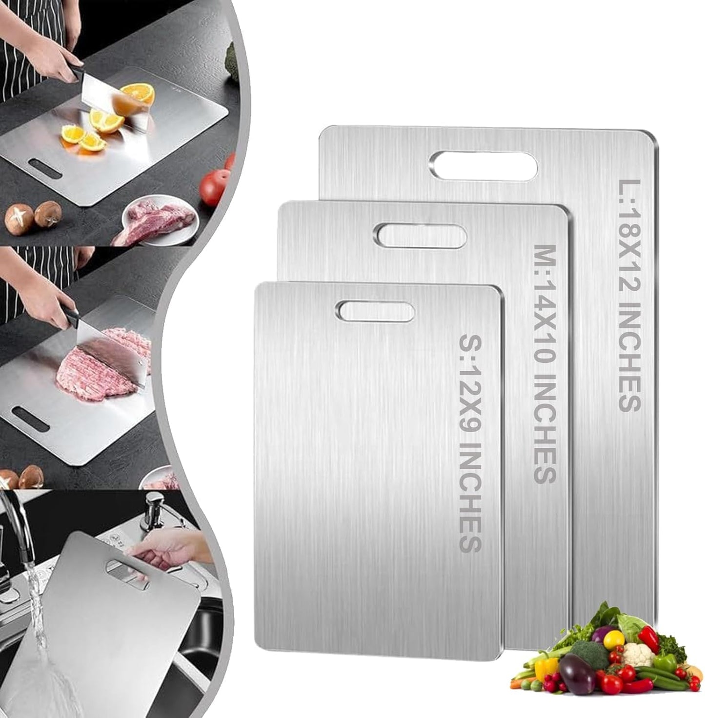 Cutting Board Double-Sided Stainless Steel Chopping Boards For Kitchen Camping