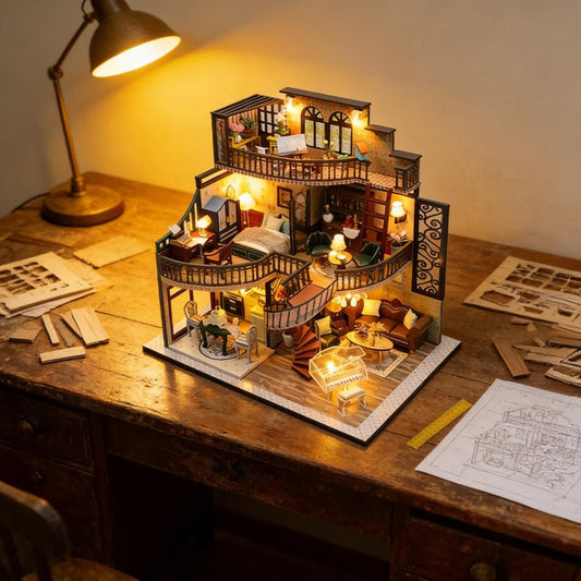 DIY 3D Wooden House Assembly Set, M213 Dream House Kit With Accessories, Laser-Cut Wooden Model For Party Decor, Creative Miniature House Craft Set For Adults—Party Accessories Set