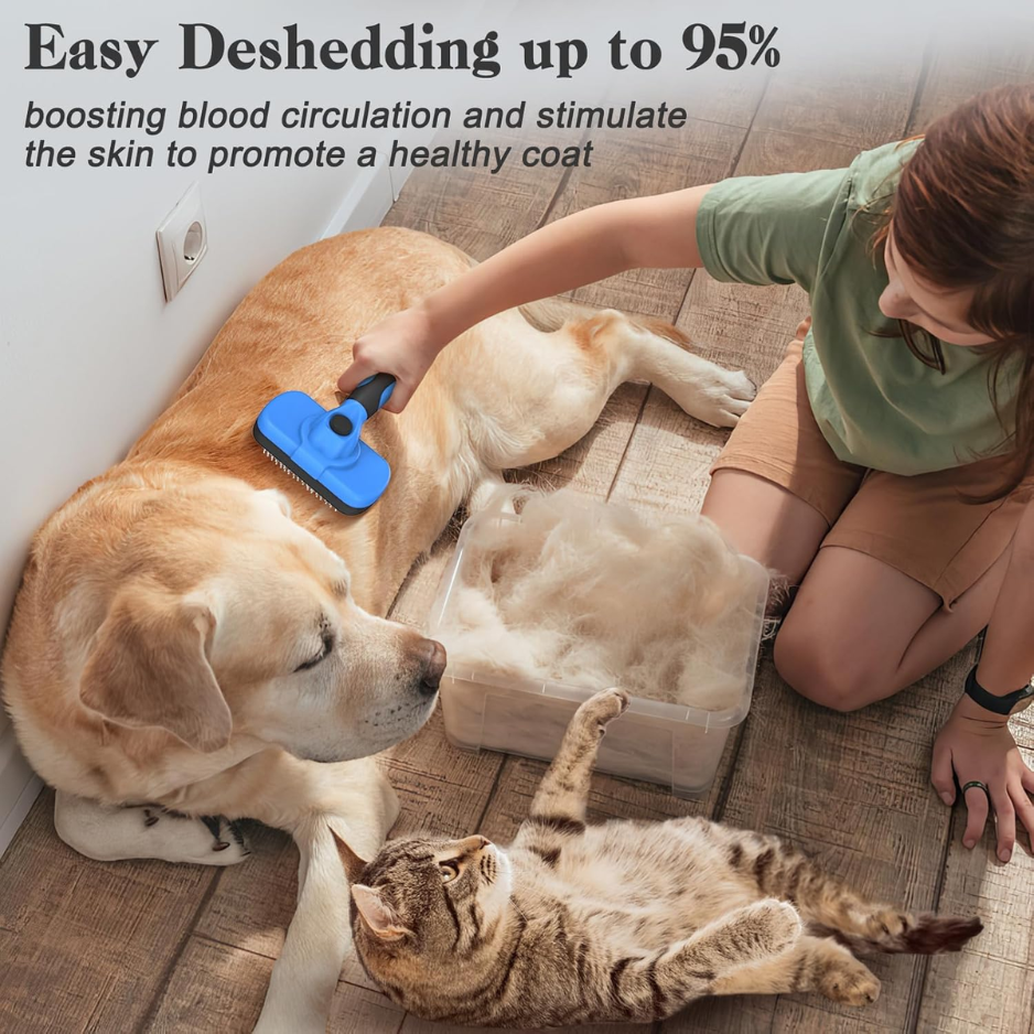 Swihauk Self Cleaning Slicker Brush  Skin Friendly Deshedding Grooming Tool For Dogs Cats  Suitable For Shedding  Haired Pets With Pet Supplies Accessories  Blue