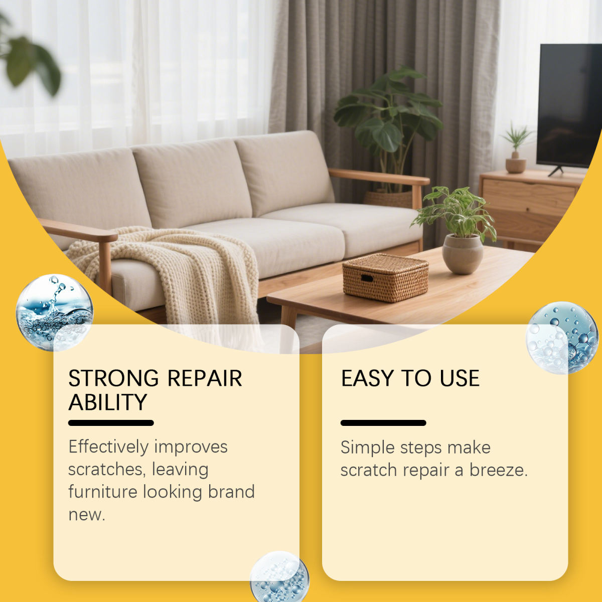 Wooden Furniture Scratch Care Solution Gentle Cleaning Decontamination Maintenance Polishing