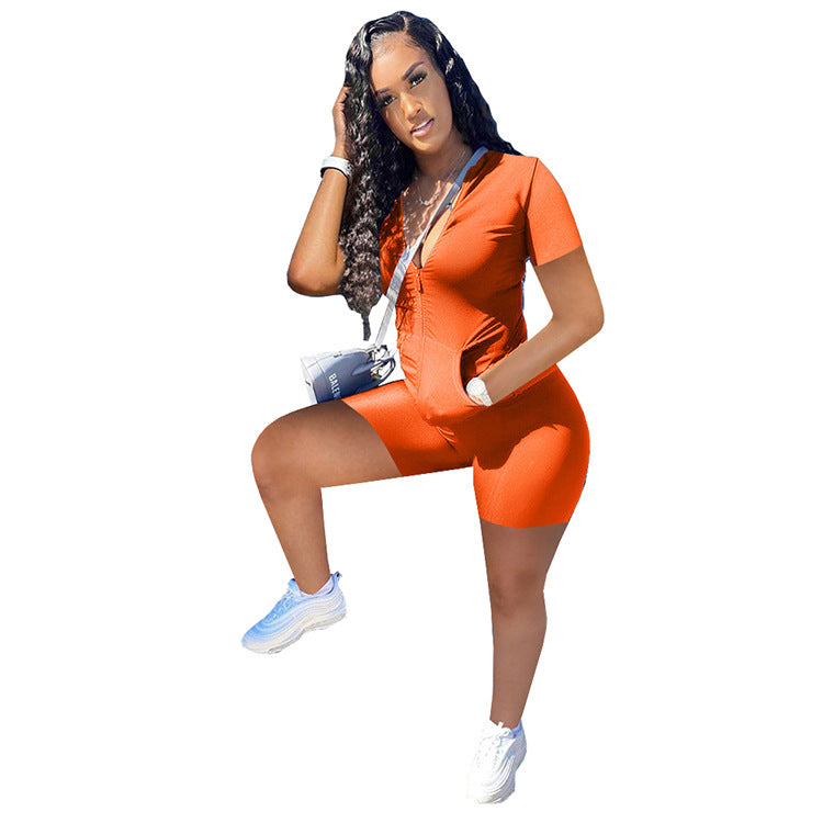 Womens Casual Solid-Color Fashion Two-Piece Set