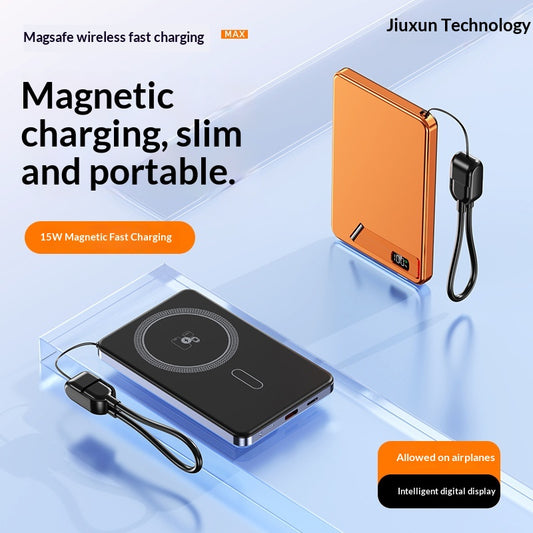 Ultra-thin Aluminum Alloy Magnetic Wireless Charging External Battery Power Bank