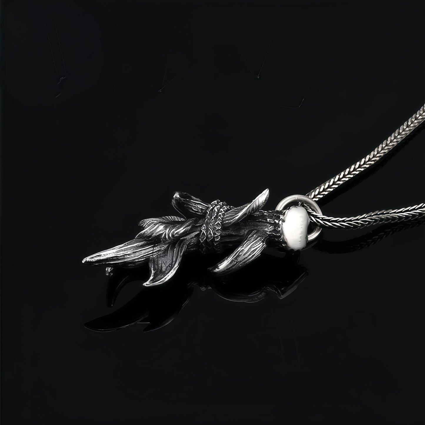 Antique Twisted Rope Wrap Wing Branch Pendant Necklace For Men Women, Copper Plated Silver Vintage Textured Gothic Nature Biker Street Jewelry Gift