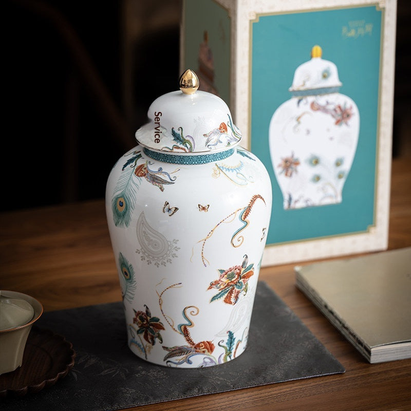 Enamel-color Generals Jar Ceramic Tea Canister