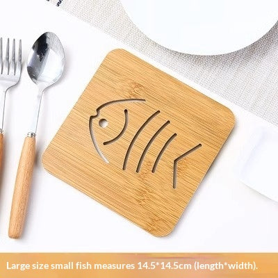 Wooden Coaster Hollow-out Cartoon Design Heat-insulating Mat For The Kitchen