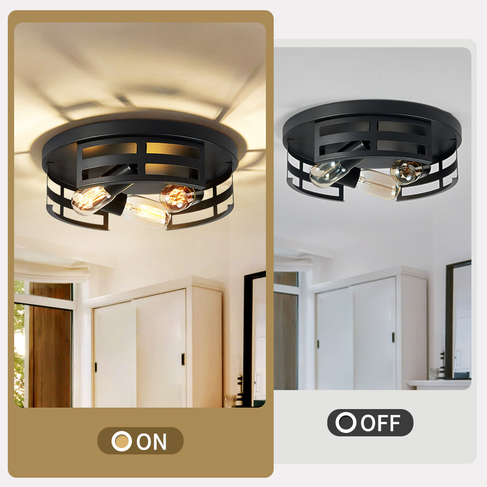 2-Light Black Flush Mount Ceiling Light Fixture,13 In Light Fixtures Ceiling Mount For Hallway,Hall,Kitchen,Farmhouse  2 Pack No Bulbs